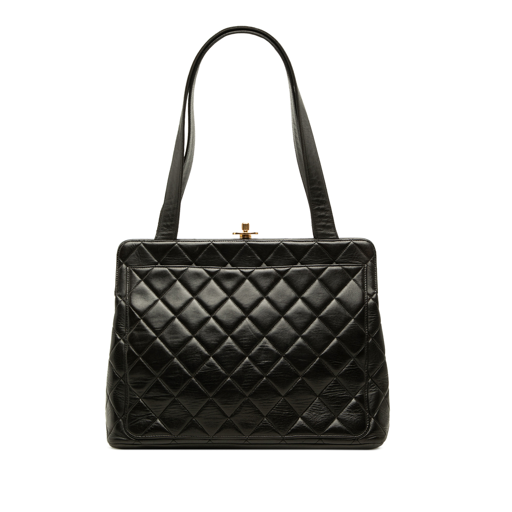 Pre-Loved Chanel CC Quilted Lambskin Kiss Lock Frame Shoulder Bag